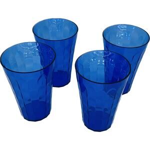 Tupperware Ice Prisms Tumblers Blue 16 Oz. Set 4 Drinking Cups Crystal Durable